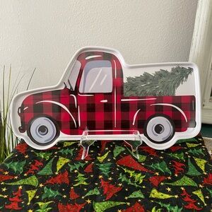 Plaid Truck Holiday Serving Tray